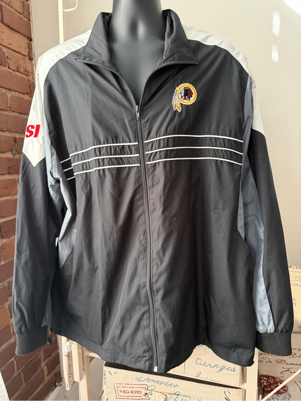 NFL Black and Gray Team Logo Windbreaker Jacket
